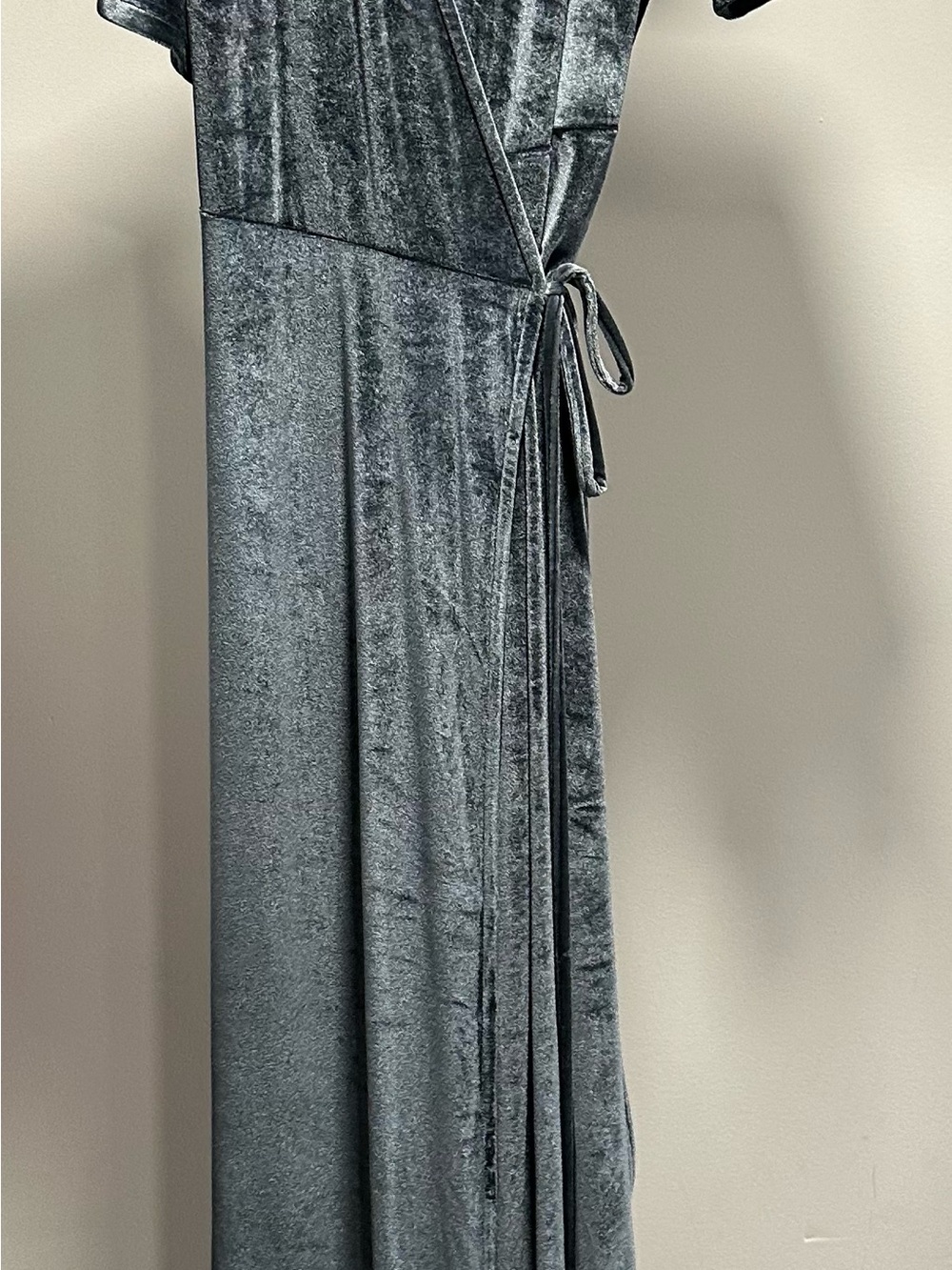 Baltic Born Velvet Wrap Maxi Dress in Dusty blue xxl
